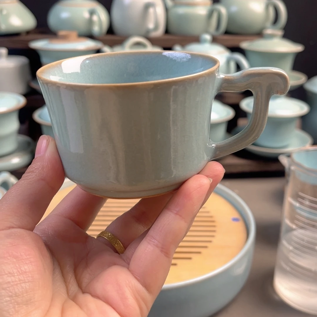 摆件陶瓷天青釉咖啡杯原矿