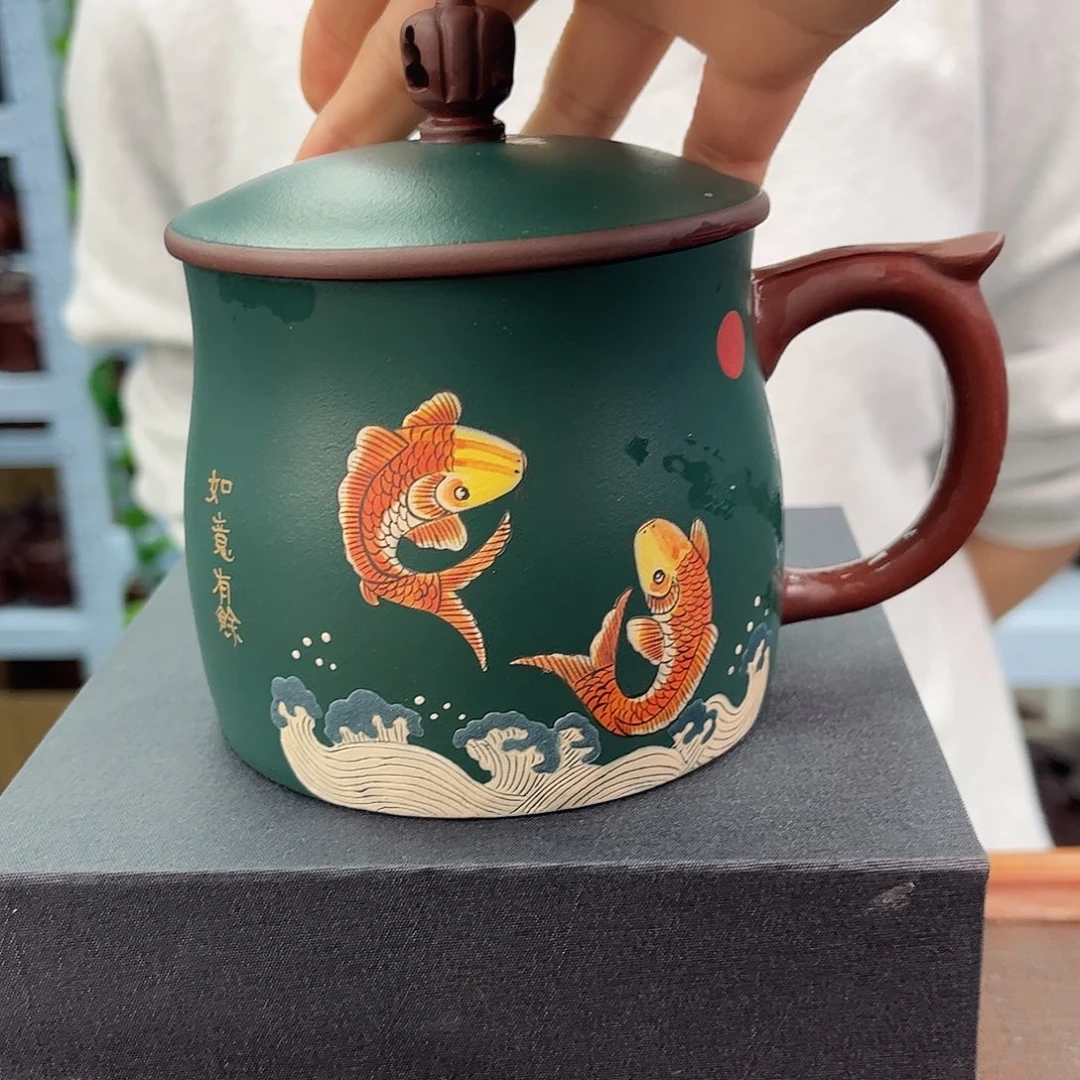 宜兴原矿紫砂全手工盖杯