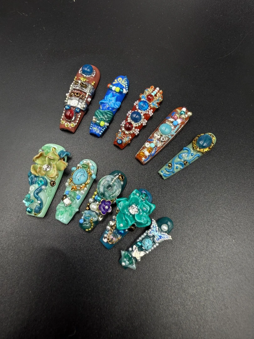 【Dandan出品】御园 长梯 纯手工穿戴甲贴片 重工设计私定款