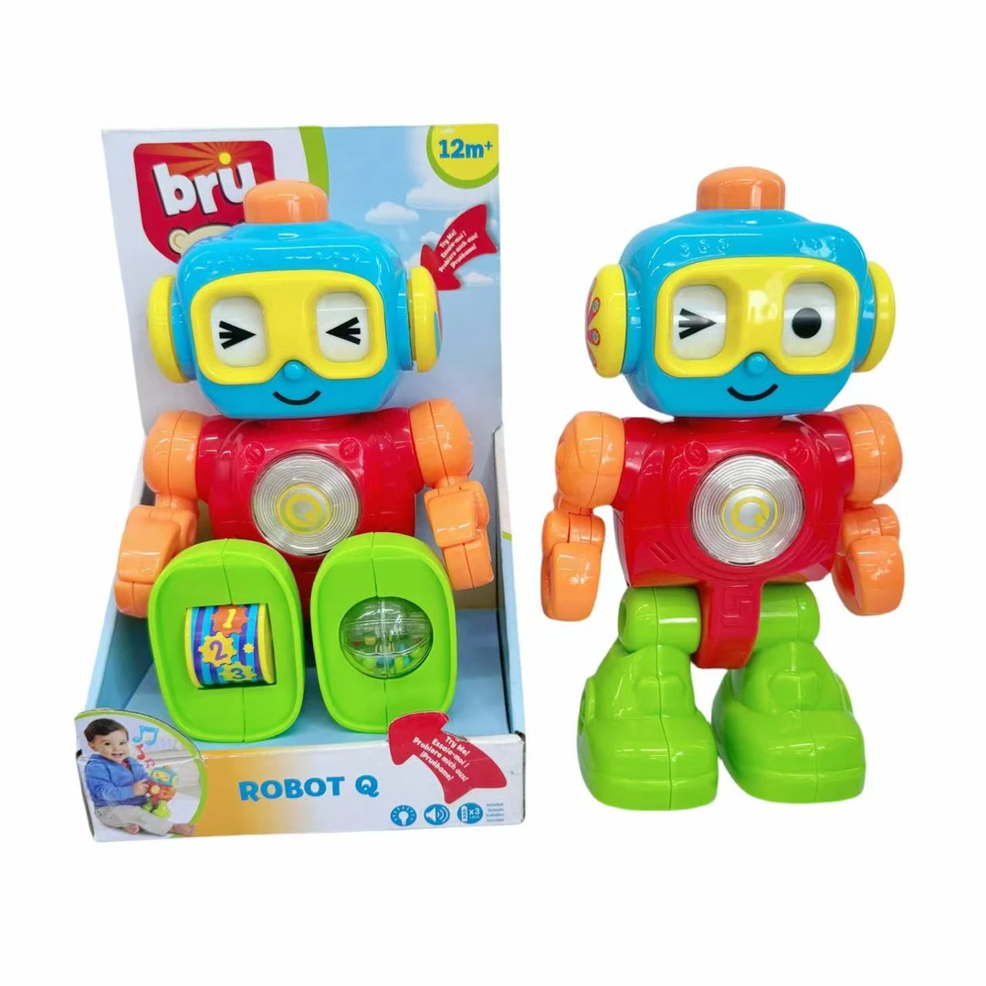 正版BRU机器人益智灯光趣味音效头部手脚关节可动男孩女孩玩具