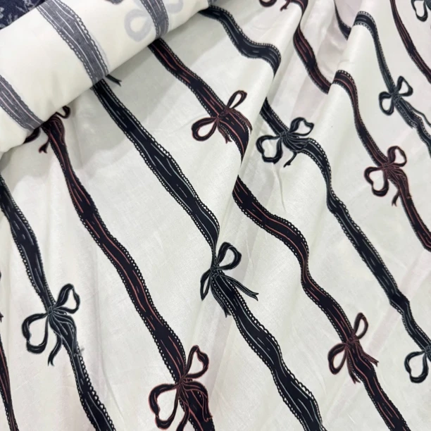 52 纯棉60支精梳棉蝴蝶结数码印花府绸面料3米价