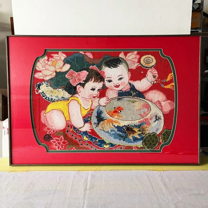 年画娃娃十字绣成品不带框纯手工出售已绣好的2024新款龙凤呈祥