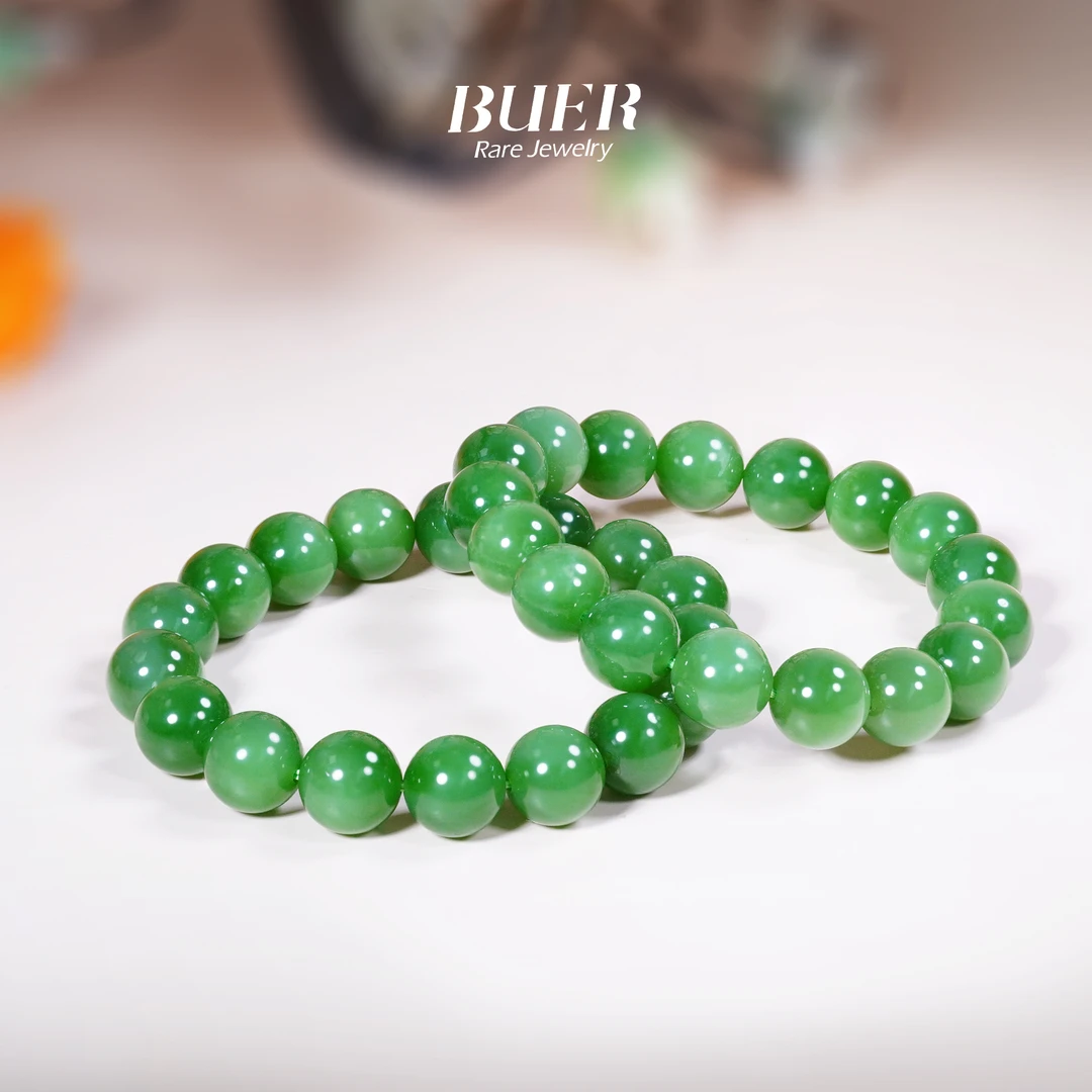 【不二】和田玉碧玉手串12mm+(多样性发其一)