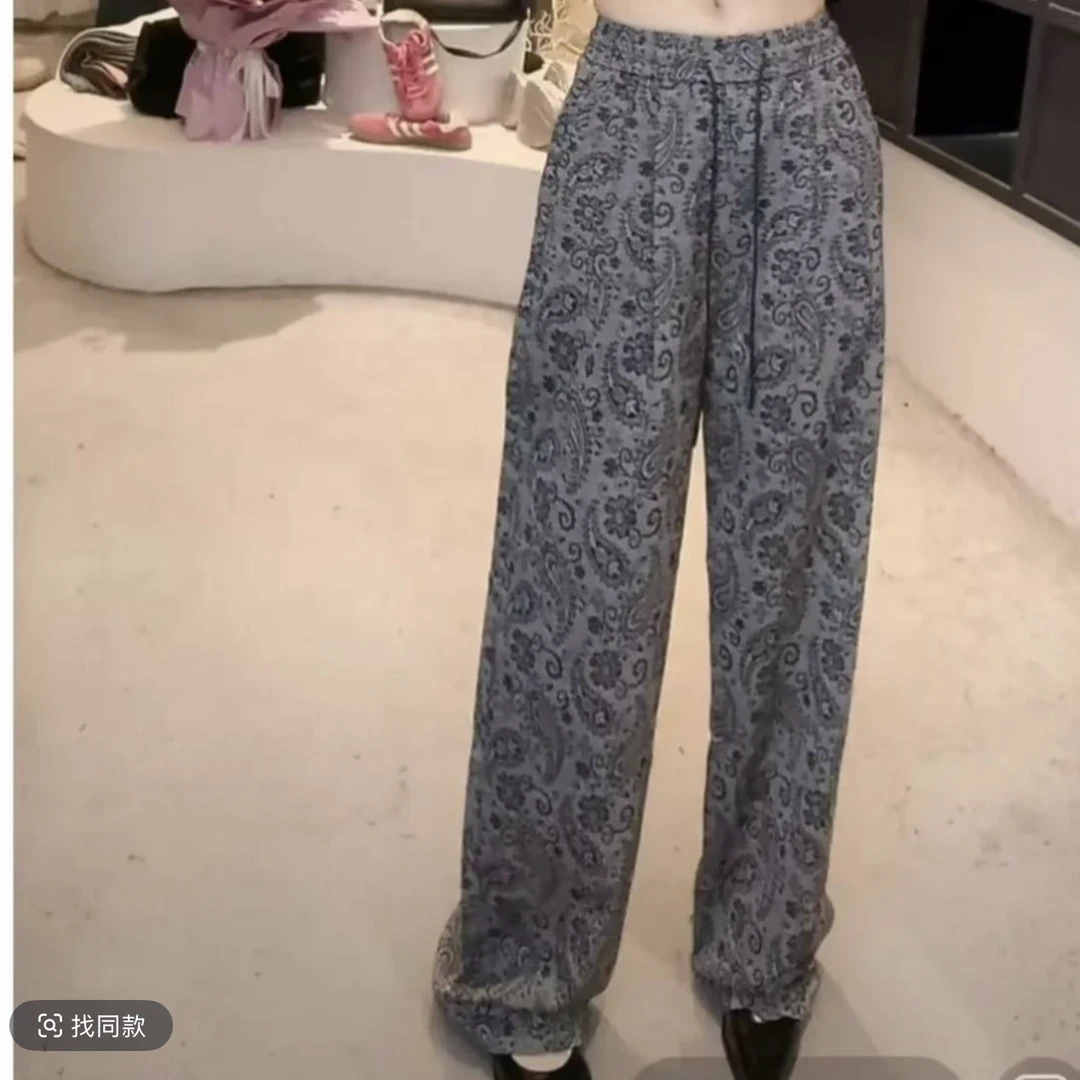 《优麦汇》K5697春夏款提花长裤新款时尚洋气百搭裤女