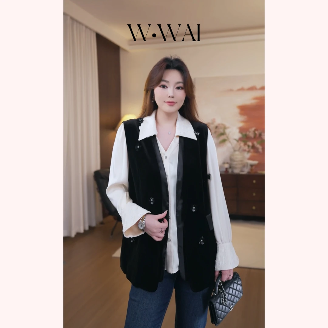 【秘语星辰】显瘦丝绒钉住马甲外套 Q53M152