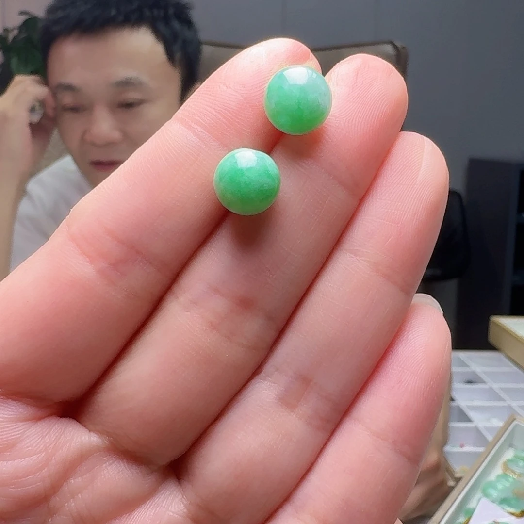 翡翠18K金镶嵌耳饰多样性发货其一