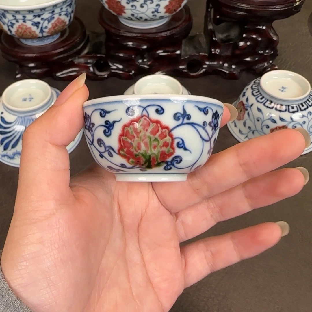 和然窑一口杯釉里红