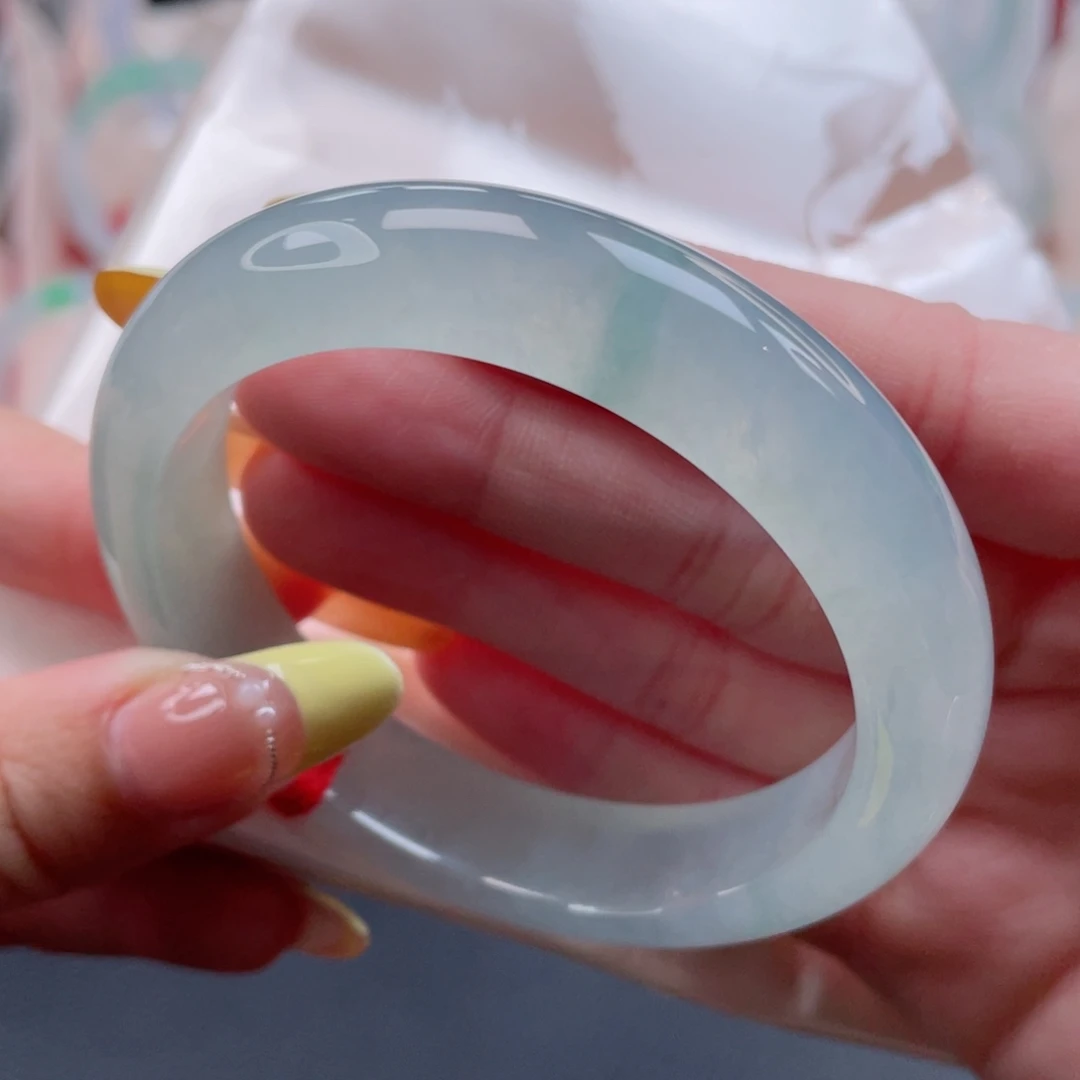 未镶嵌手镯翡翠56.2冰晴水绿 水光潋滟 透肤无压力 39号