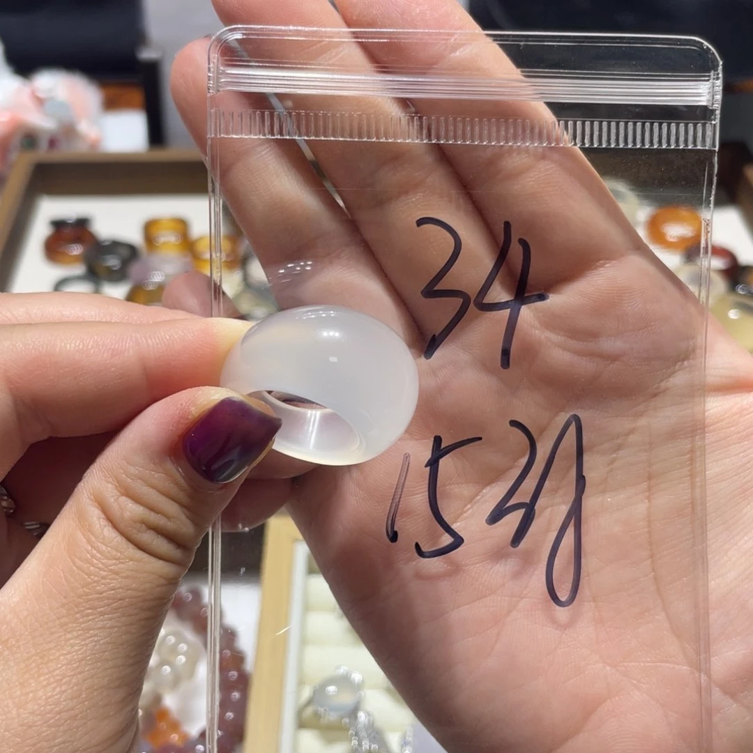 玛瑙/玉髓戒指银S925镶嵌@*