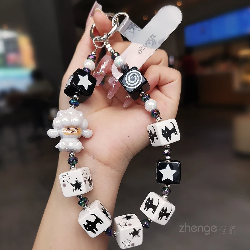 手机链卡通可爱公仔串珠挂件手腕饰品精致手提链带电话套手机挂绳