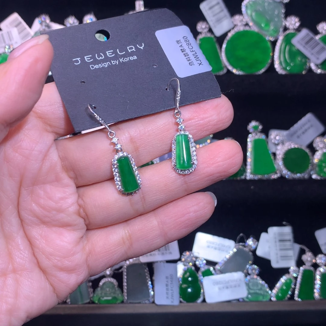 【闪购商品】银S925镶嵌翡翠耳饰