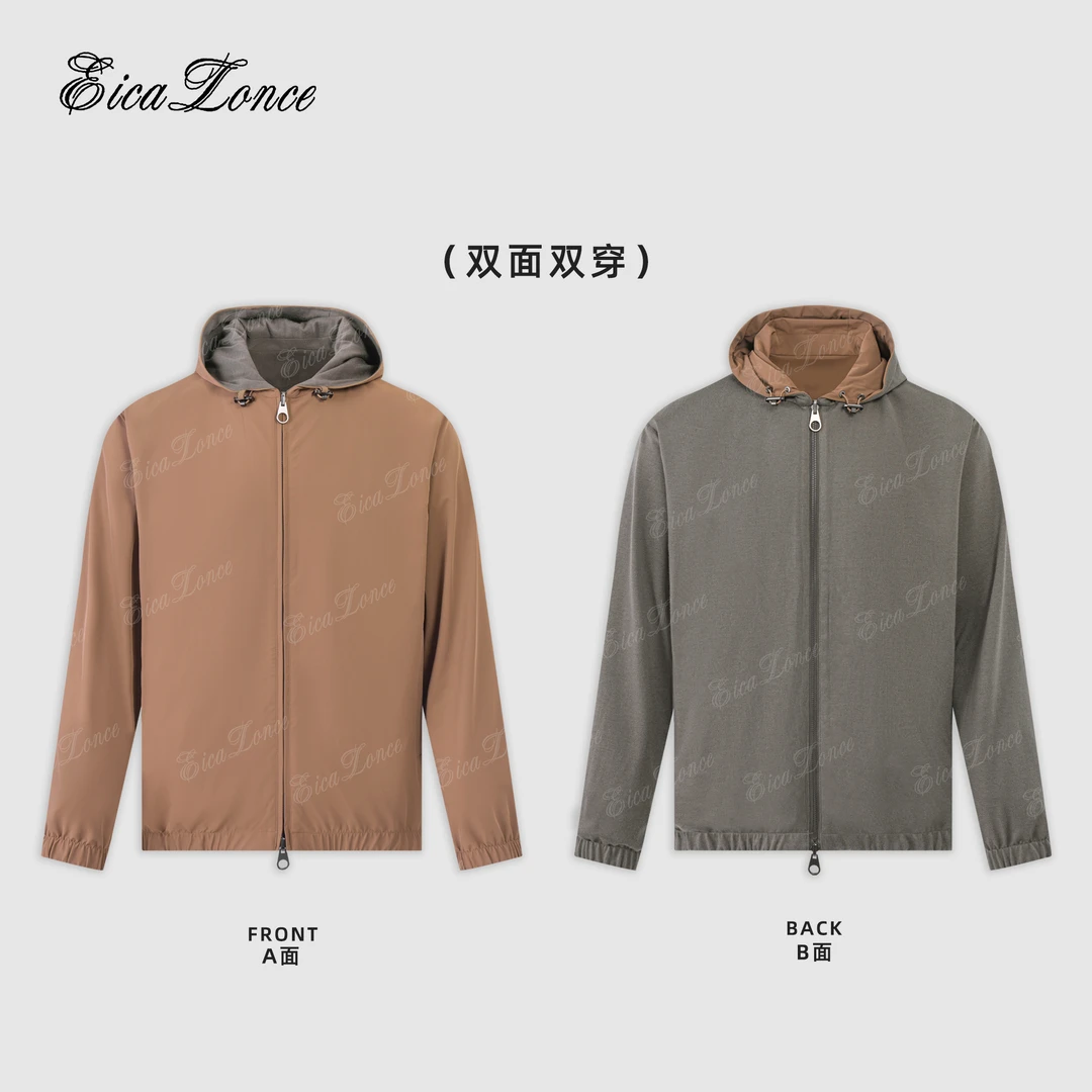 雅心Eicalonce LP 27900同款纤细棉羊毛双面连帽飞行员夹克7746