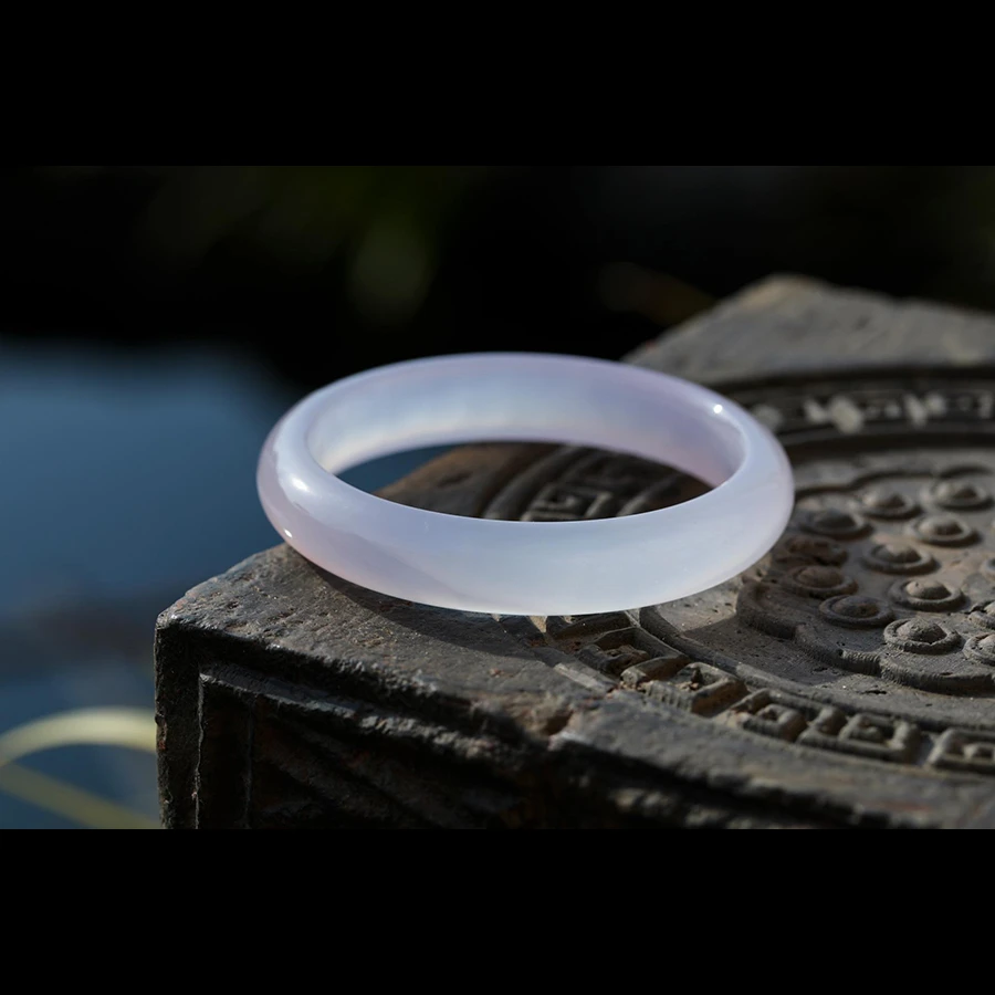 【意婵】《仙子镯》原矿天然丁香色紫罗兰玉髓手镯-900774