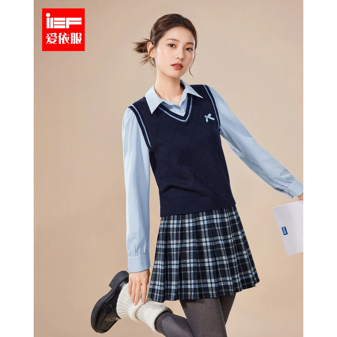 IEF/爱依服2025秋季新款美高学院风时尚通勤减龄百搭毛织上下套裙