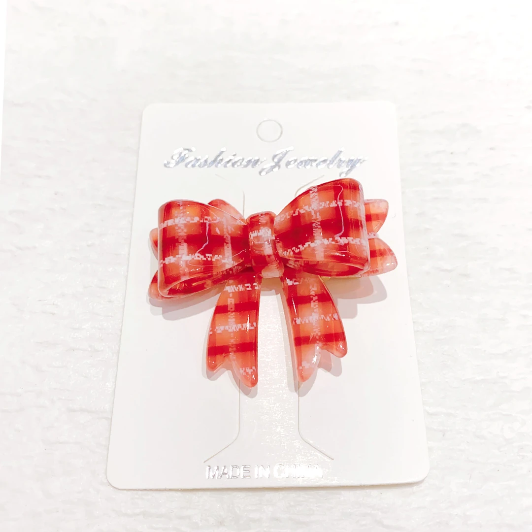 【SY-20274】条纹红格子压夹 成人大童配饰发绳发饰