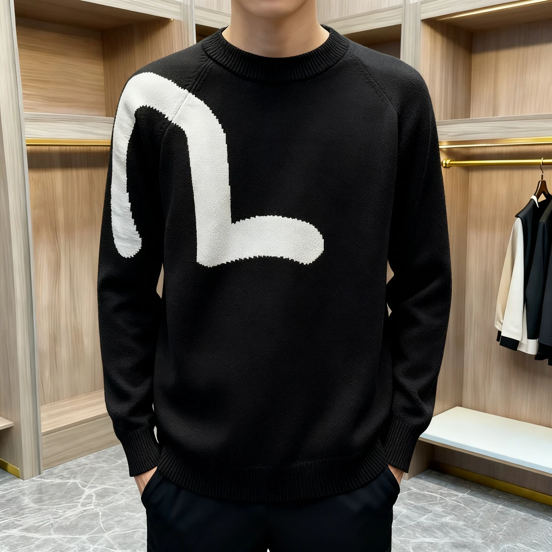 潮牌圆领毛衣同款男女秋冬新款宽松情侣针织简约针织衫上衣休闲男