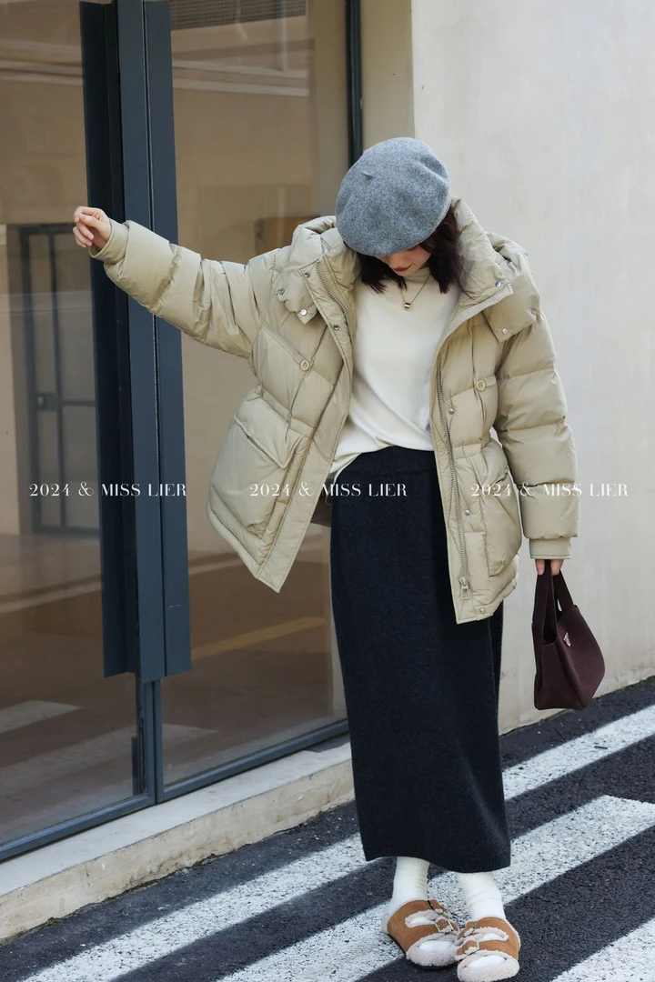 MZ 梨儿863韩系90绒收腰羽绒服65长NO退NO换