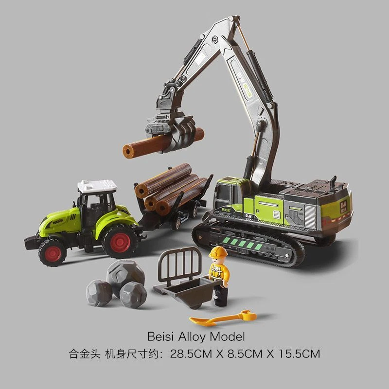 合金钻地机玩具破碎机仿真挖机破拆机抓木机模型儿童工程车打桩机