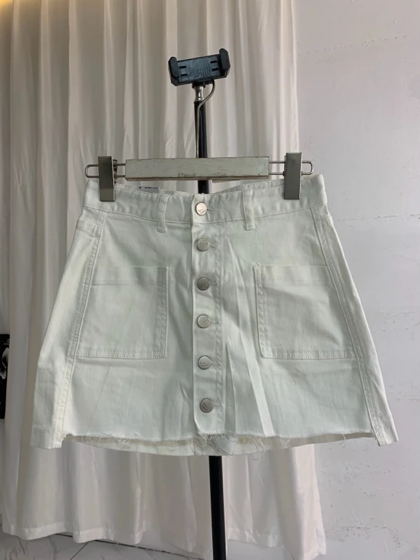 （实拍图）白色排扣包臀裙有内衬80070