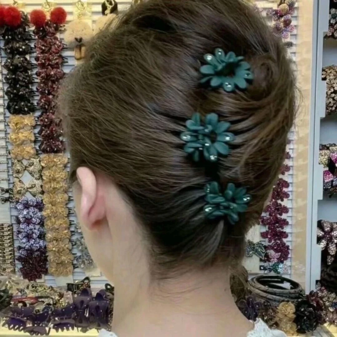 轻奢花花小菊花抓夹带钻发夹刘海夹头饰