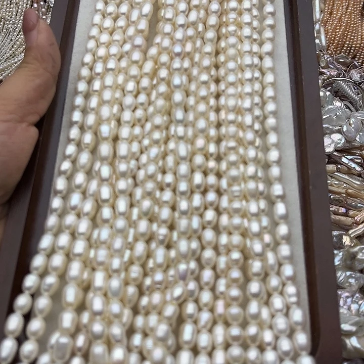 未镶嵌淡水珍珠珠宝半成品一条7mm左右米珠珍珠