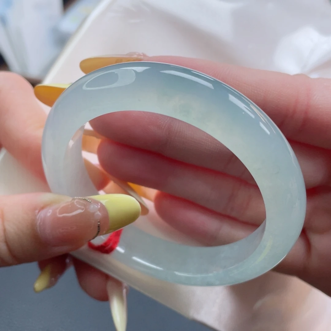 未镶嵌手镯翡翠52.1冰湖蓝 湖光山水碧波荡漾 炸光27号