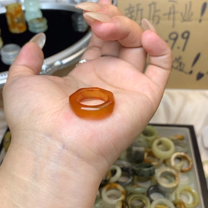 穷***点合金蛇纹石玉戒指
