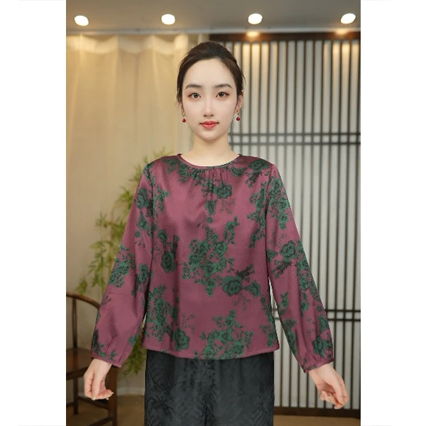 【林典】新中式高端重磅桑蚕丝珍珠缎上衣516