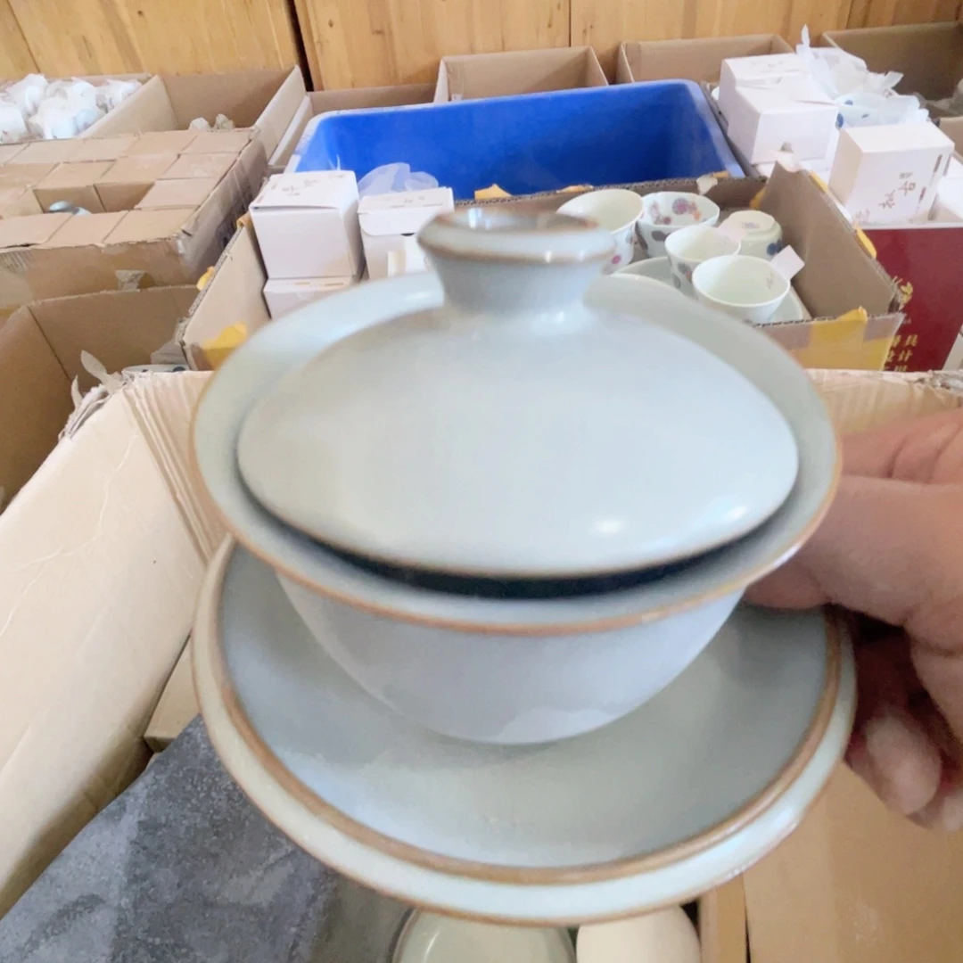 景德镇陶瓷三才盖碗1个