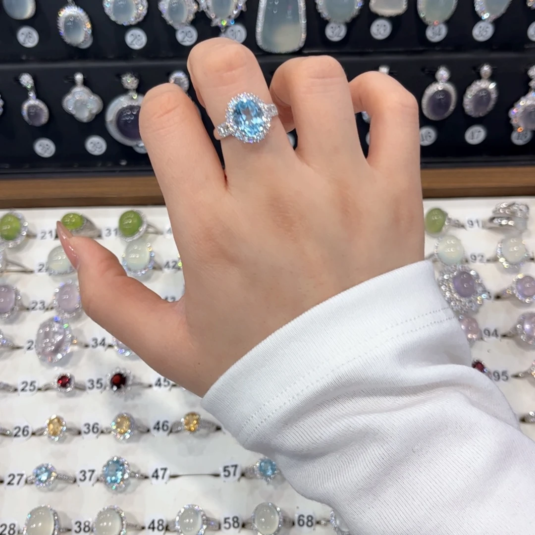 M***婉银S925镶嵌托帕石戒指