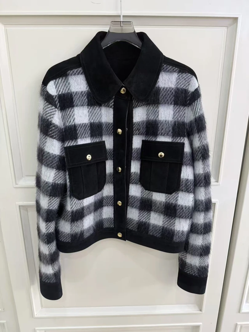 未使用 LouisVuitton/路易威登 25s新款马海毛口袋绒面革夹克s码