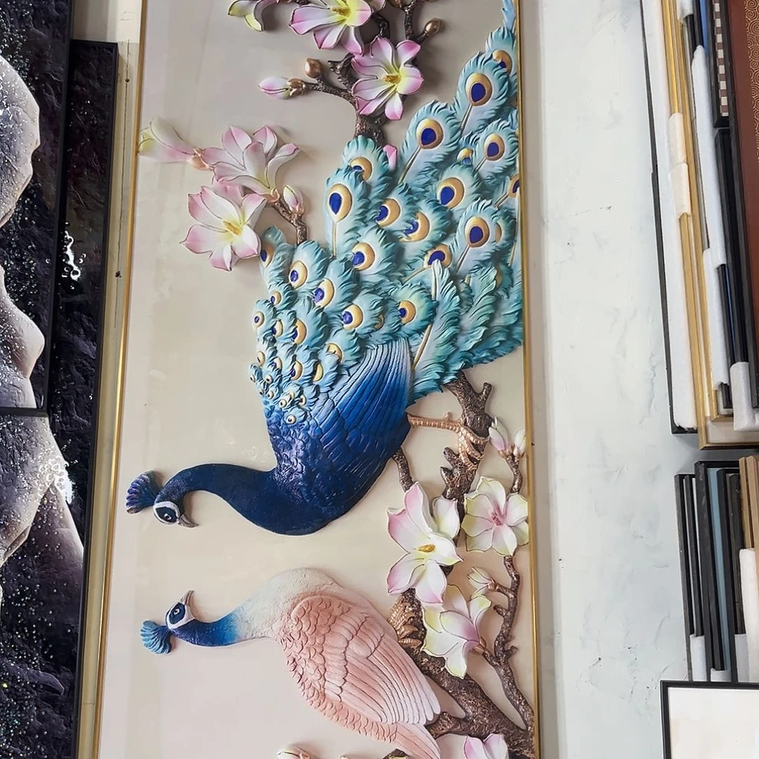 横款70*210孔雀挂画
