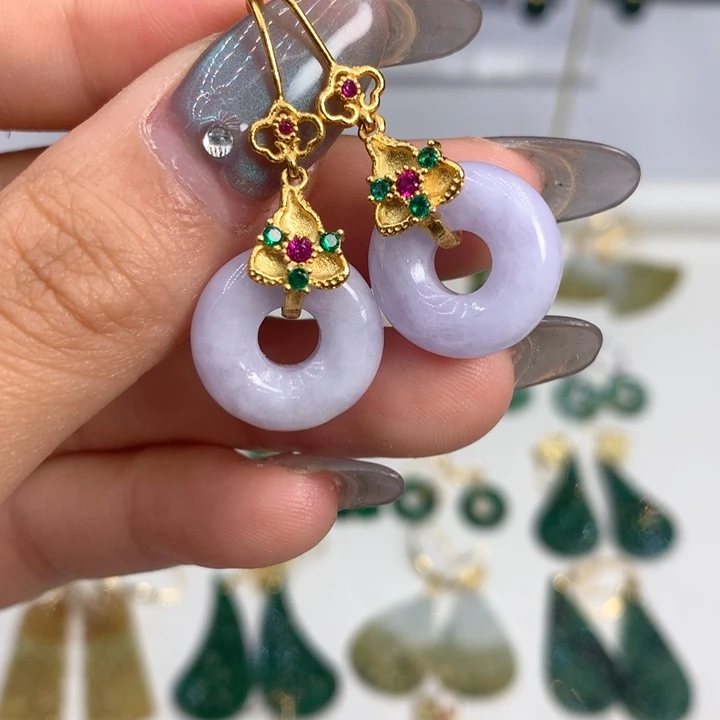 翡翠银S925镶嵌耳饰耳饰