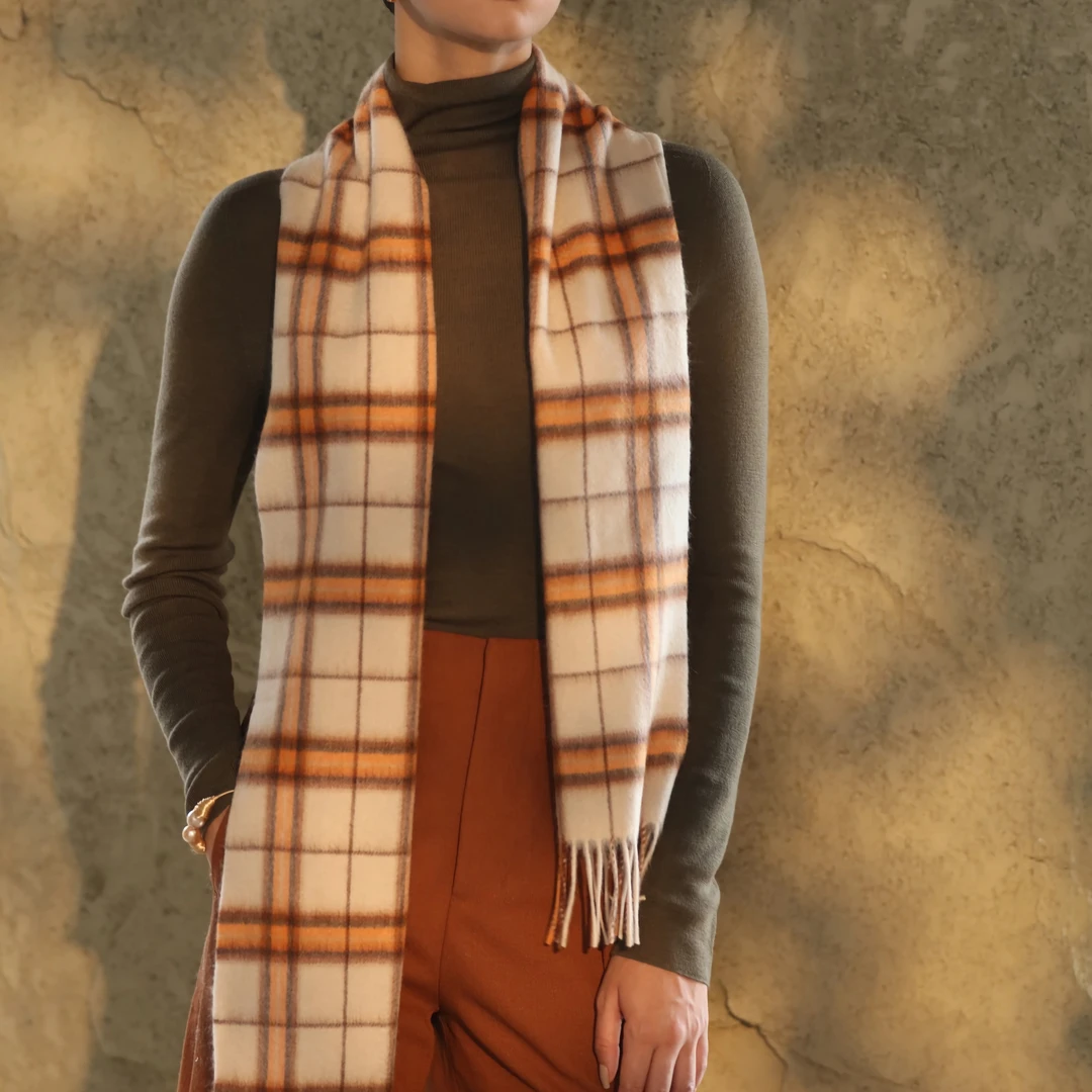 【内蒙古羊毛YDR-4】内蒙古羊毛羊绒纯色格子围巾披肩加厚保暖秋冬