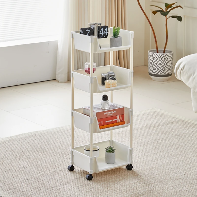 4层书桌置物架移动收纳架储物架客厅零食架卧室卫生间宿舍带轮子A