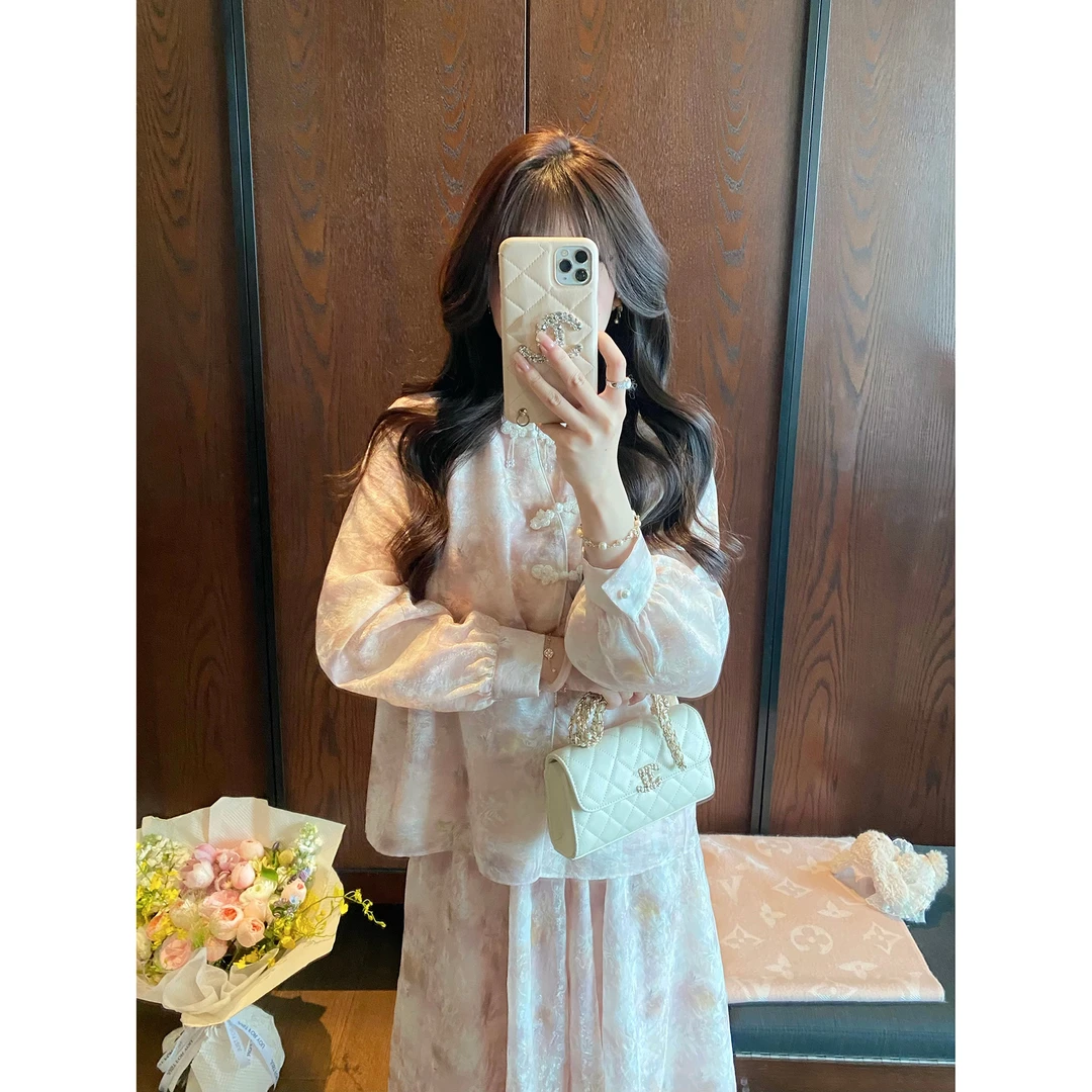 GA盈瓷新中式女装春季气质显瘦甜美裙子女 24SS0057