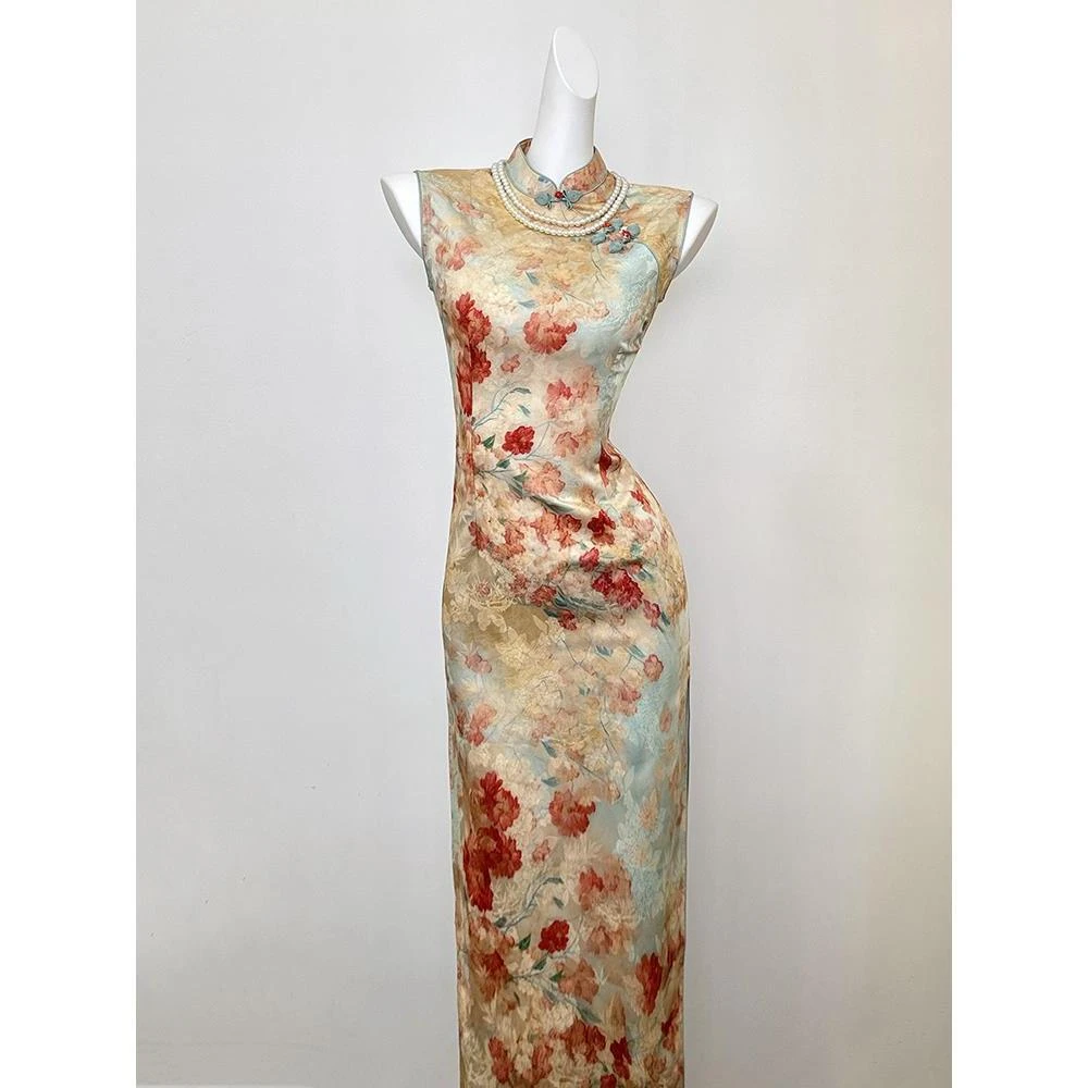 绝美新中式旗袍2025新款夏季女国风无袖连衣裙高端大气显白纯欲风