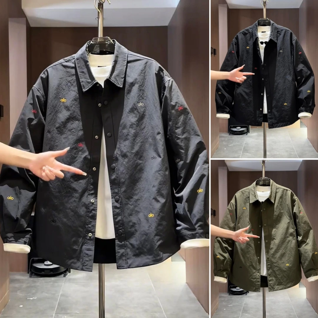 2025秋季新款翻领刺绣户外防风衬衫式工装夹克男时尚百搭宽松外套
