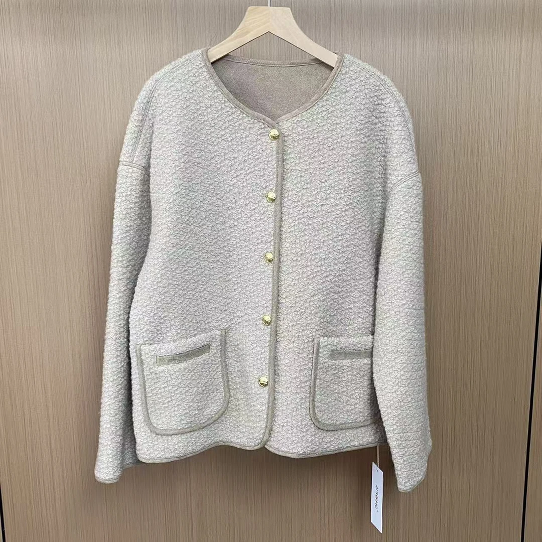 140直下摆女小香风立领短外套时尚编织气质短外套