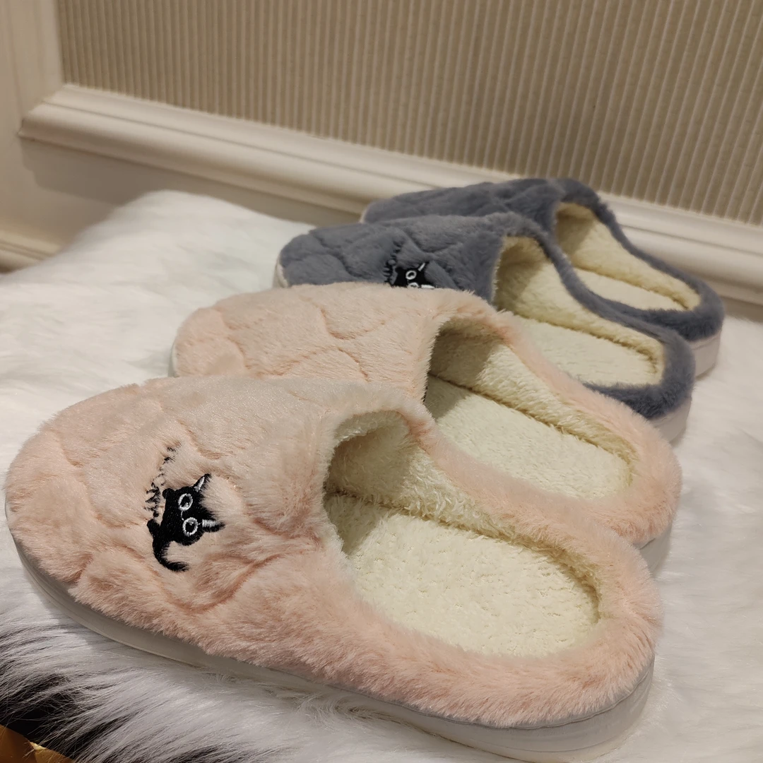 时尚百搭棉拖鞋家居毛绒保暖鞋居家颜色随机