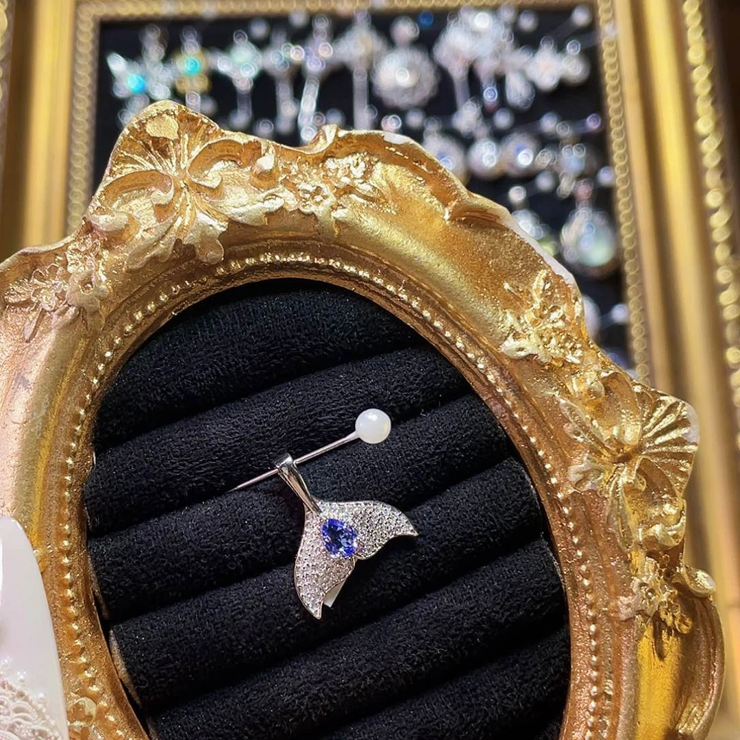 925银坦桑鱼尾吊坠