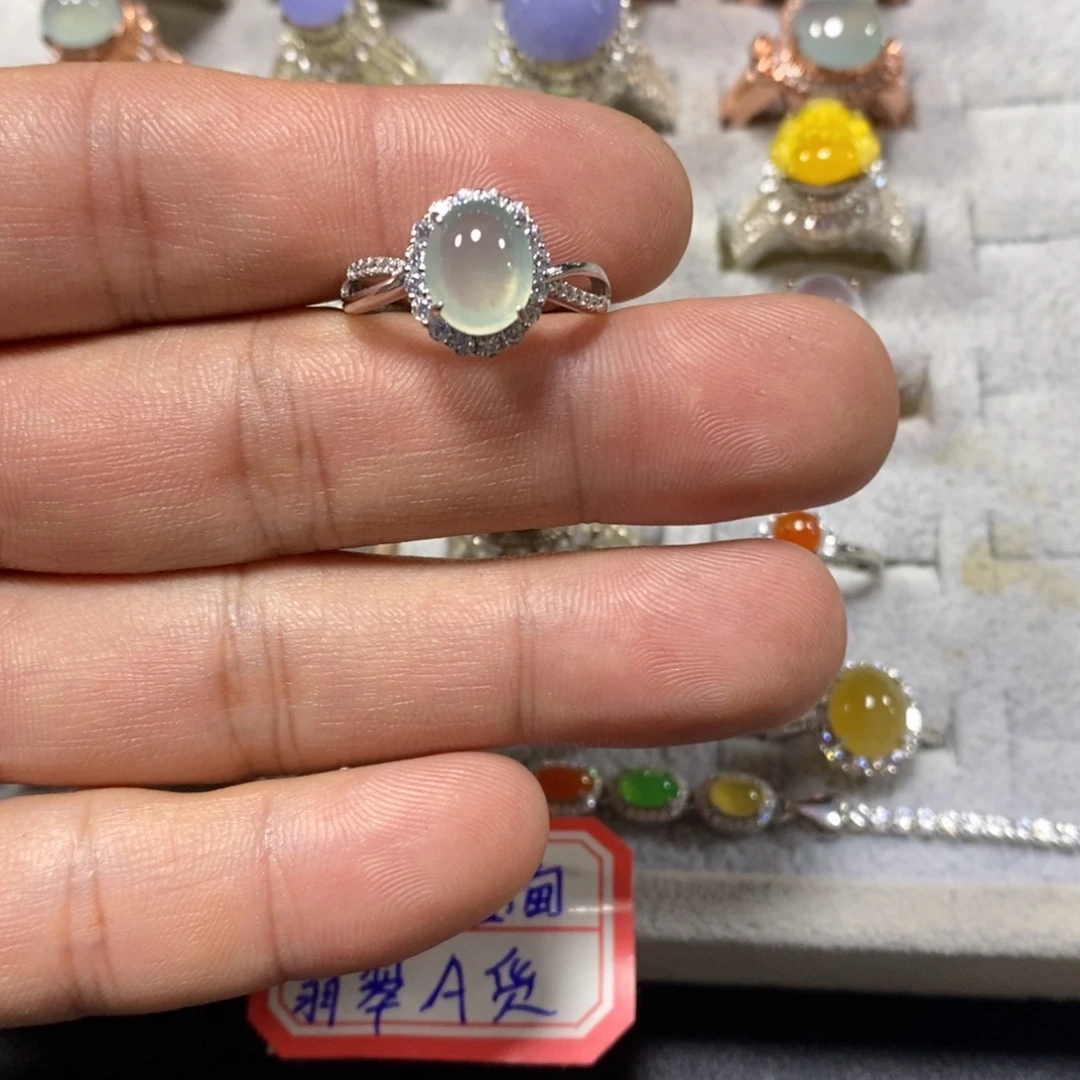 翡翠银S925镶嵌戒指
