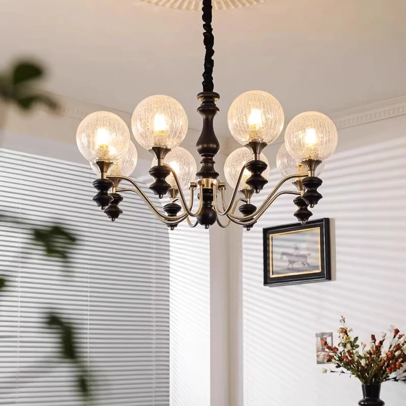 美式客厅吊灯现代中古风设计师大厅主灯2025新款法式复古卧室灯具