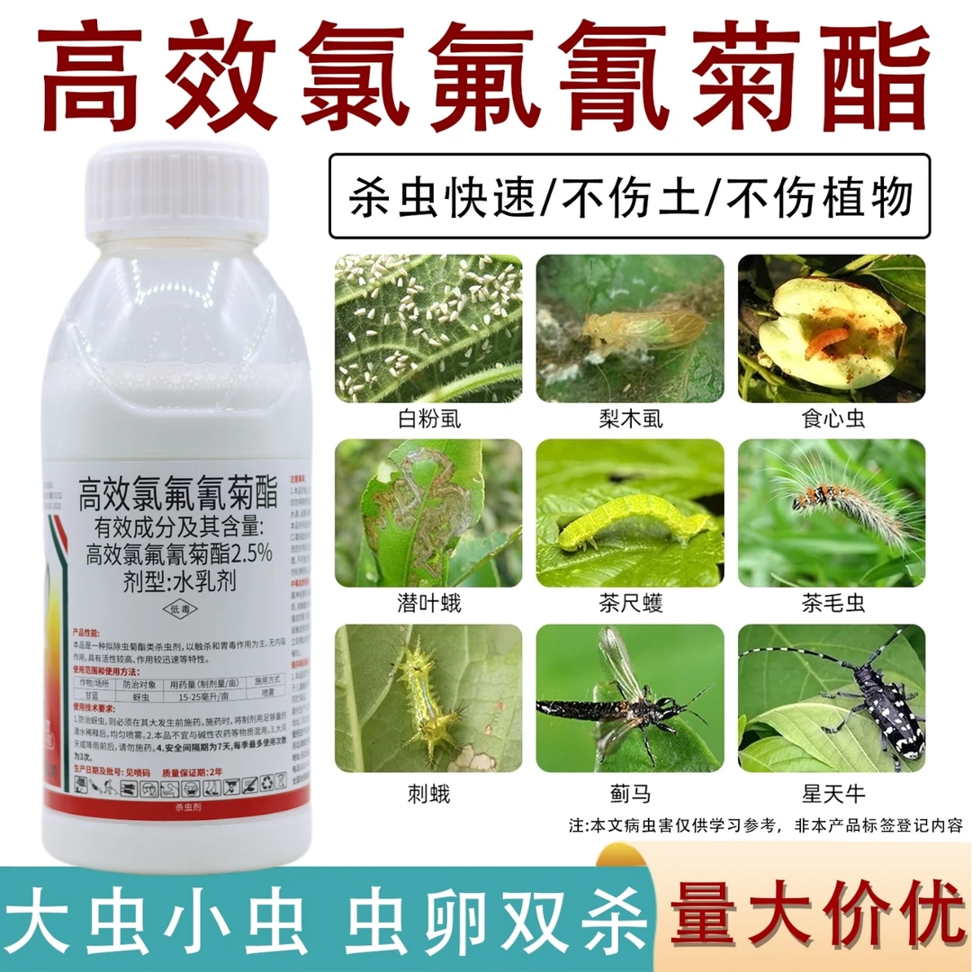 高效氯氟氰菊酯正品杀虫剂防治蔬菜花卉蚜虫菜青虫钻心虫食心虫