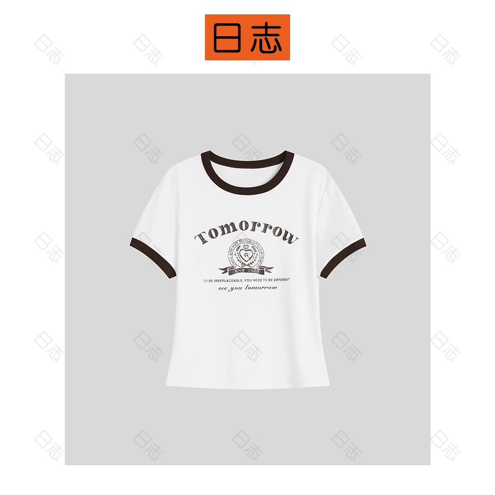 PIPO休闲圆领韩版可爱印花T恤短袖宽松女士学院风DD52T197