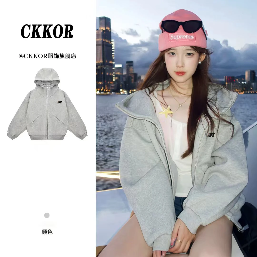 CKKOR秋季穿搭新款爆款连帽卫衣外套韩系潮牌宽松显瘦情侣装卫衣