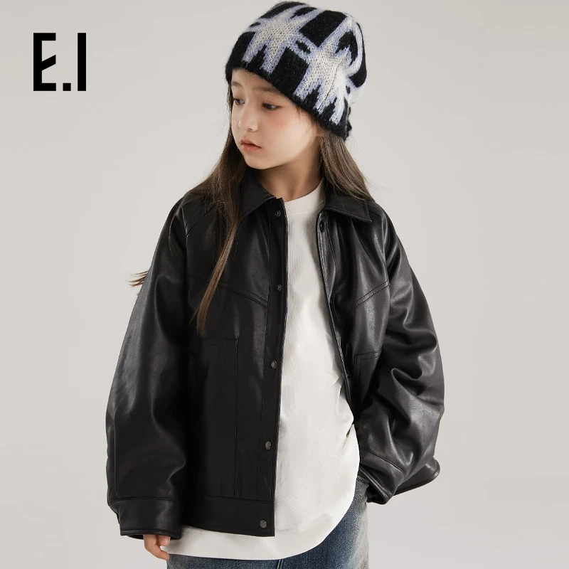 ei童装儿童皮衣外套春秋中大童韩版休闲夹克D8241008479