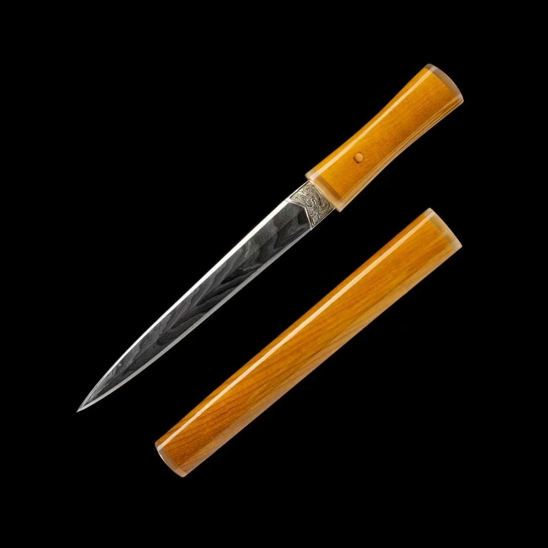 龙泉宝剑的武侠梦陨铁山水纹未开刃短剑文玩收藏佳品