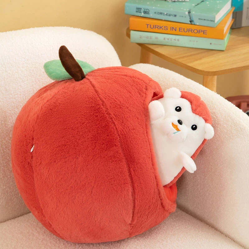 创意苹果超萌刺猬毛绒玩具毛绒娃娃可拆卸玩偶可爱公仔生日礼物