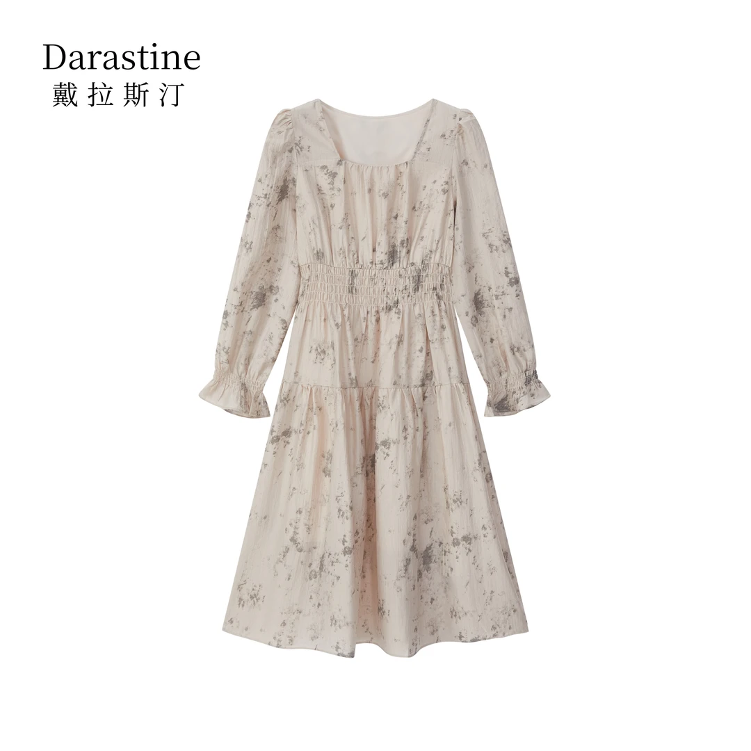 Darastine戴拉斯汀春夏新款茶歇风时尚印花连衣裙8202